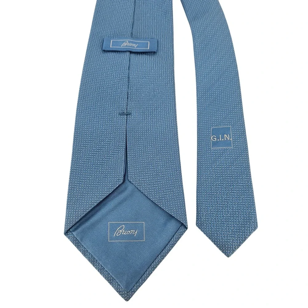 Brioni Blue Textured Silk Tie - Picture 2 of 7